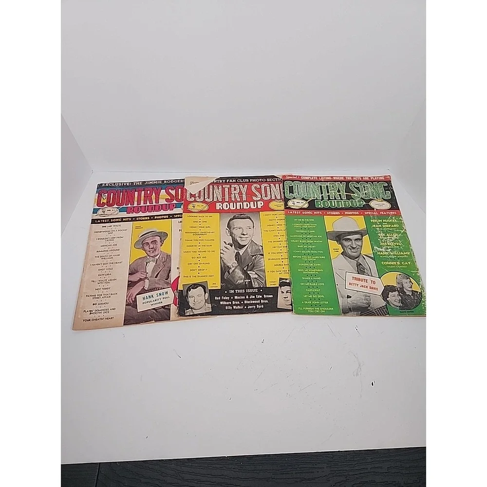 Vintage Country Song Roundup Lot 1953-1954 3 Mags Ernest Tubb Hank Snow